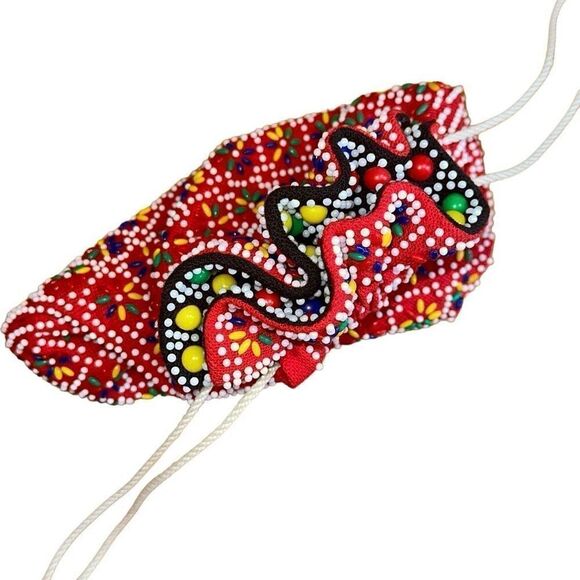 50s/ 60s reversible Multi-Colored Beaded Drawstring purse bag Hong Kong - Picture 4 of 8